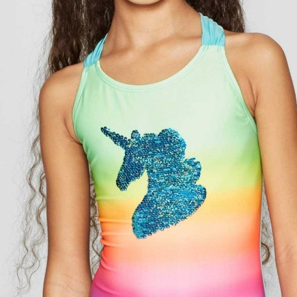 Cat & Jack Flip sequin one piece swimsuit